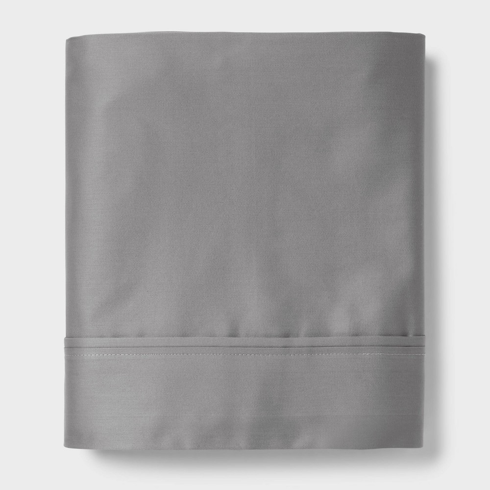 Threshold 400TC Performance Flat Sheet King Classic Gray Cotton Sateen Top NWT